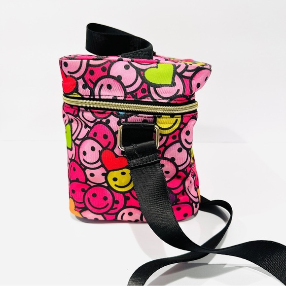 Betsey Johnson Pink Smiley Face Crossbody Lunch Bag Tote - Picture 4 of 10